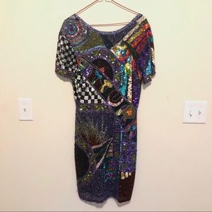 Rare Vintage Funky Sequin Beaded Dress